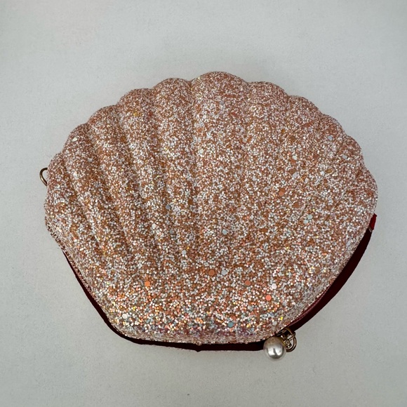 Peach Pink Sparkling Shell Clutch - Picture 2 of 3